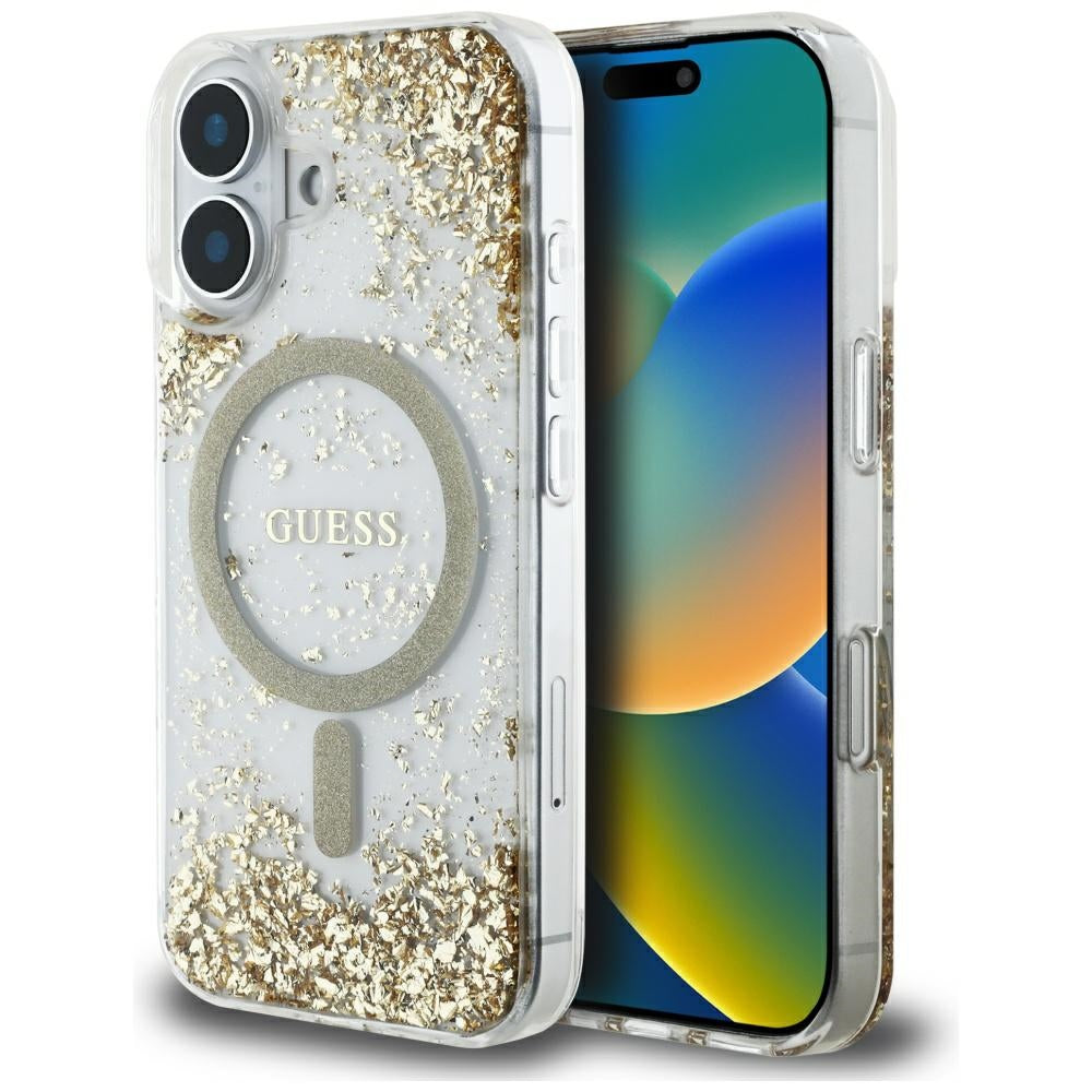 Guess - Resin Bottom Glitter MagSafe (GUHMP16SRGRGED) - iPhone 16 - Gold