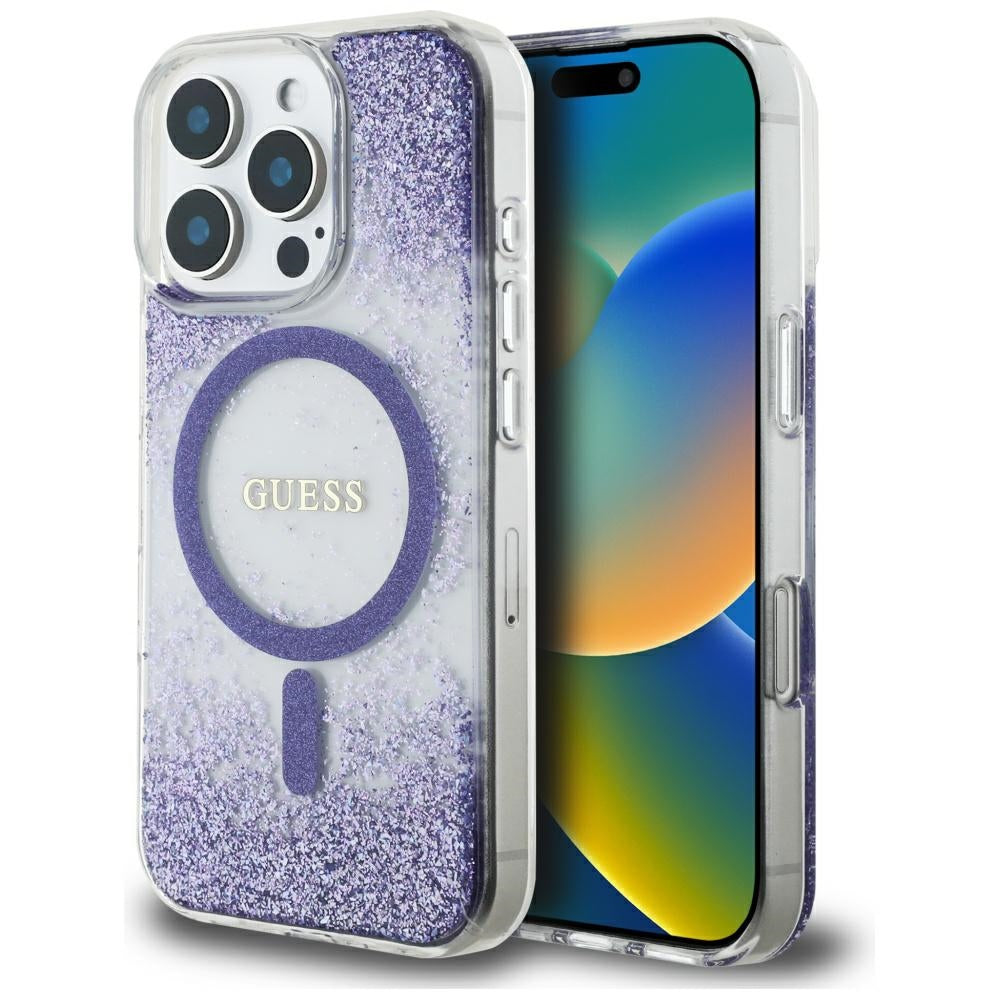 Guess - Resin Bottom Glitter MagSafe (GUHMP16LRGRGEU) - iPhone 16 Pro - Purple