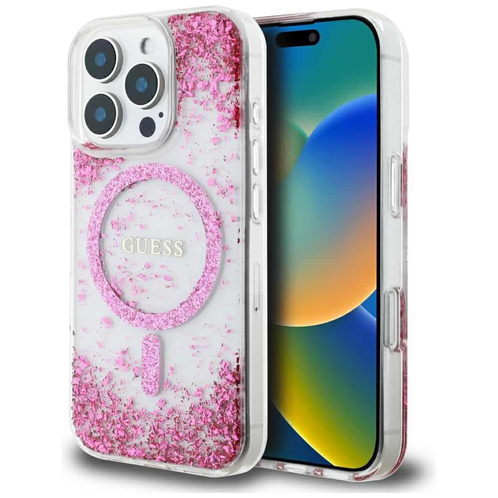 Guess - Resin Bottom Glitter MagSafe (GUHMP16LRGRGEP) - iPhone 16 Pro - Pink