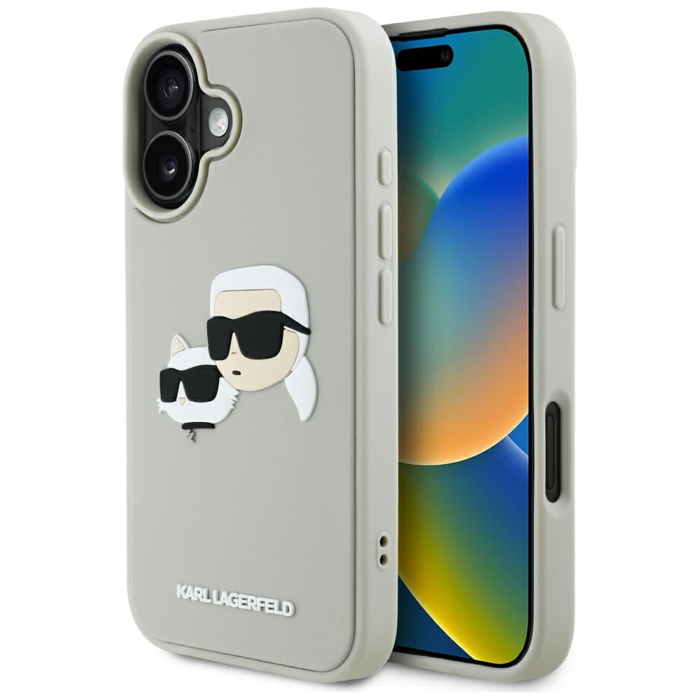 Karl Lagerfeld - 3D Design (KLHCP16SRBCKCHLE) - iPhone 16 - Beige Rubber Karl&Choupette