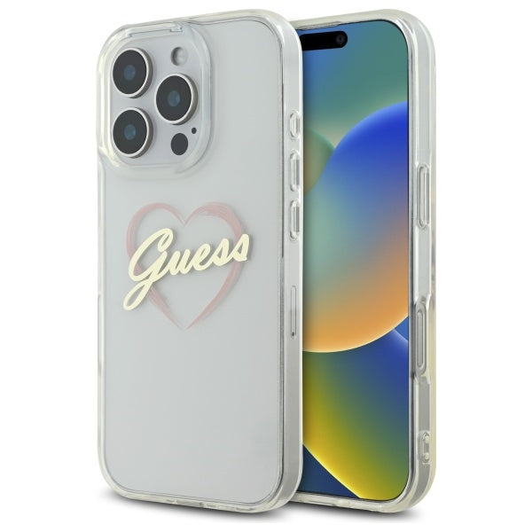 Guess - Hardcase IML Heart (GUHCP16XHCHGSPT) - iPhone 16 Pro Max - Clear
