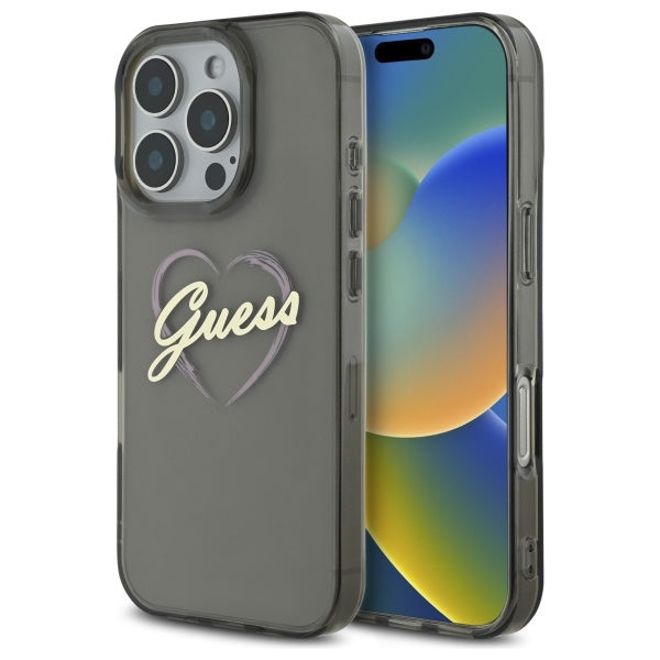 Guess - Hardcase IML Heart (GUHCP16LHCHGSPK) - iPhone 16 Pro - Black
