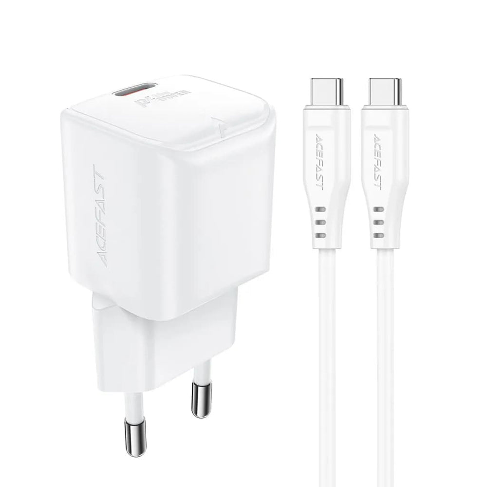 Acefast - Wall Charger Set (A77) - Type-C Cable Included, Type-C Mini GaN Charger, PD30W, Power Delivery - White
