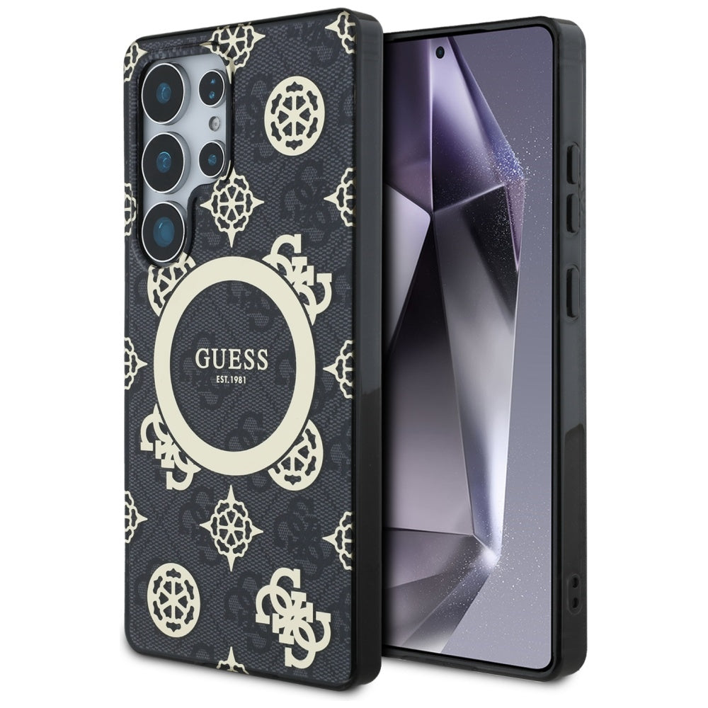 Guess - IML Peony On 4G Background MagSafe (GUHMS25LH4PYEEK) - Samsung Galaxy S25 Ultra - Black