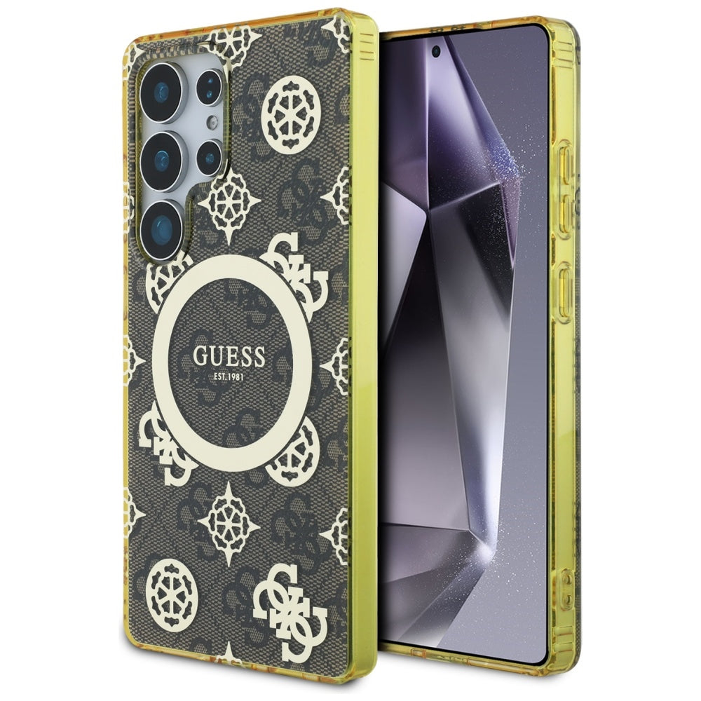 Guess - IML Peony On 4G Background MagSafe (GUHMS25LH4PYEEW) - Samsung Galaxy S25 Ultra - Brown