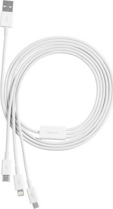 Baseus Superior Series Regular USB to Lightning / Type-C / micro USB Cable 3.5A Λευκό 1.5m (CAMLTYS-02)
