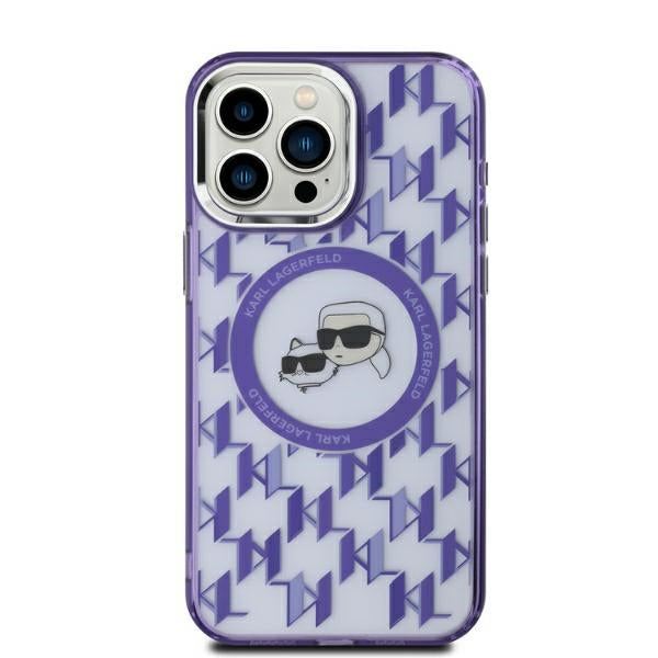 Karl Lagerfeld - IML MagSafe (KLHMP15SHMCKMHU) - iPhone 15 - Purple Monogram Karl&Choupette Head