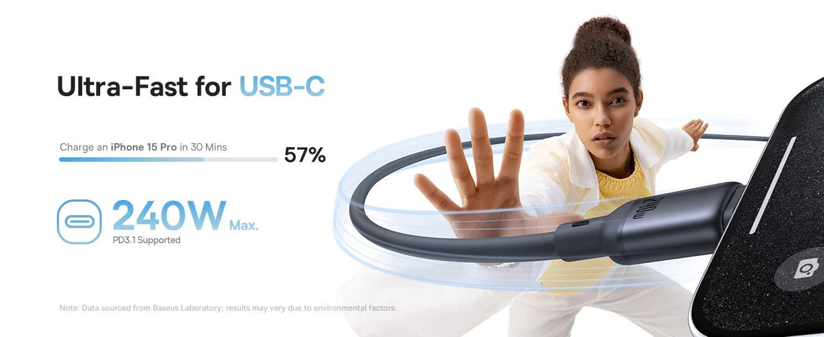 Baseus Picogo Magnetic Magnetic USB 2.0 Cable USB-C male - USB-C 240W PD Μαύρο 1m