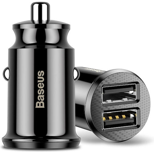 Baseus Φορτιστής Αυτοκινήτου 10W 3.1A με Θύρες: 2xUSB-A Μαύρο Χρώμα