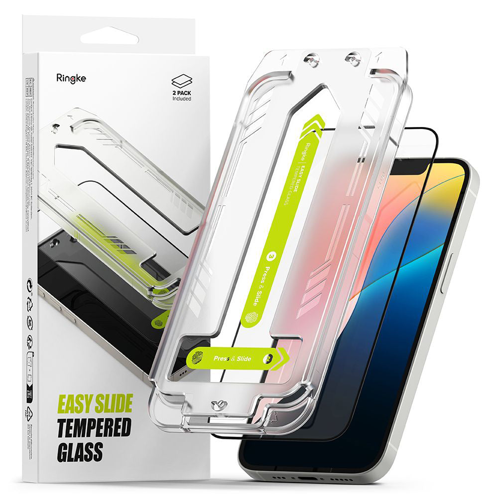 Ringke - Easy Slide Tempered Glass (2 pack) - iPhone 16e - Black