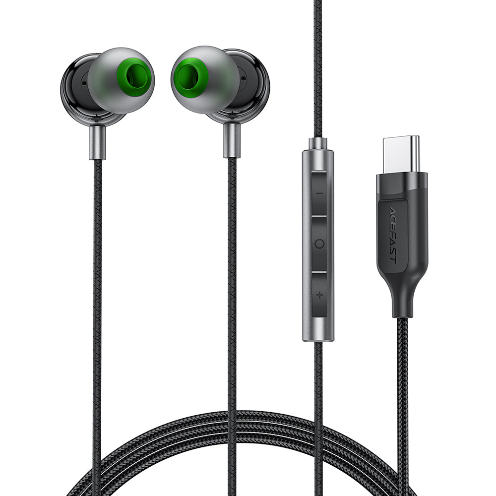Acefast - Wired earphones (L5) - Type-C, In-ear, with Microphone, 1.2m - Black