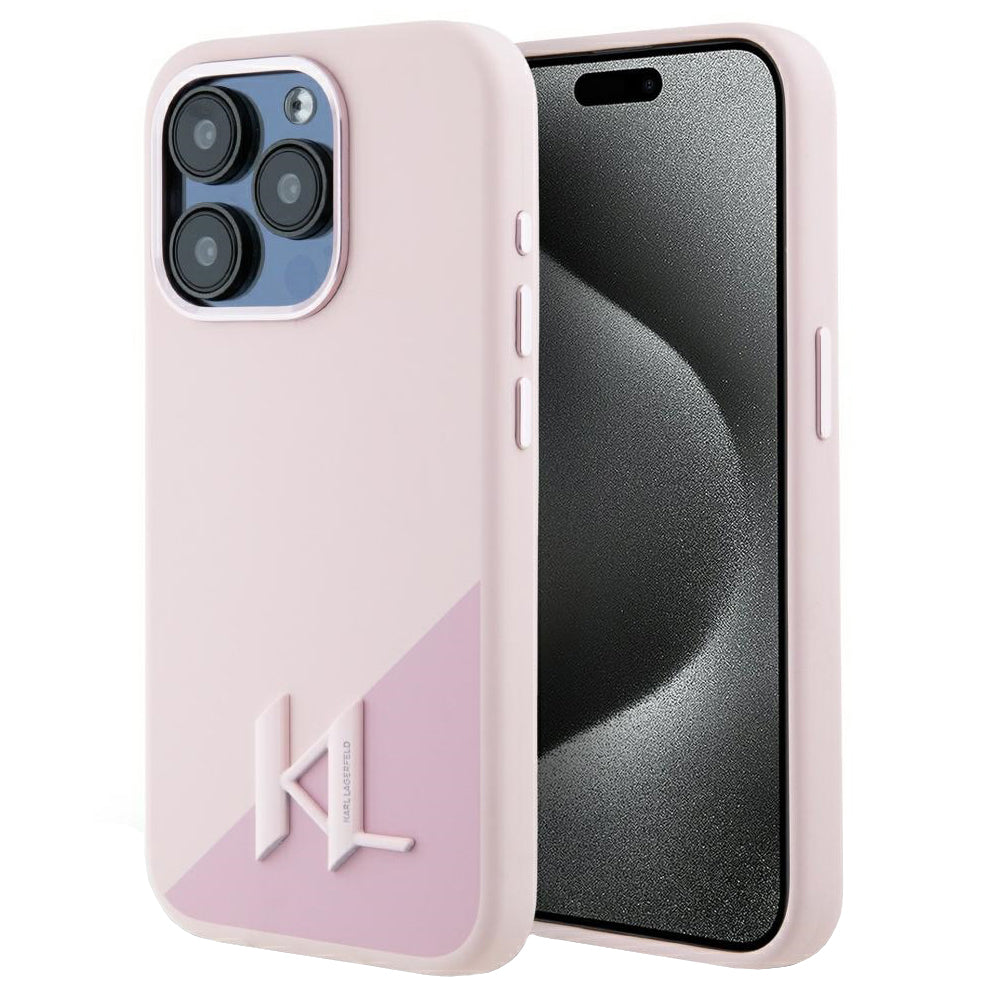 Karl Lagerfeld - Silicone MagSafe (KLHMP15XSCMKMPCP) - iPhone 15 Pro Max - Pink Shadow Metal Initial