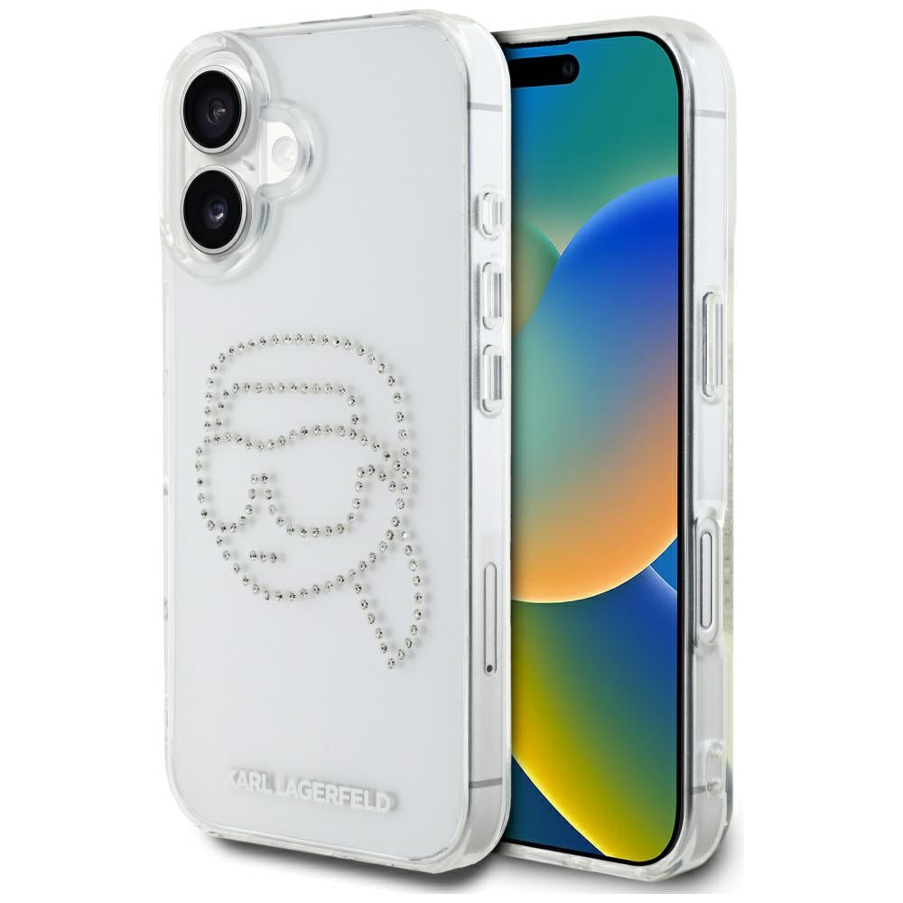 Karl Lagerfeld - IML Rhinestones (KLHCP16SHKHDCELT) - iPhone 16 - Karl Head Transparent