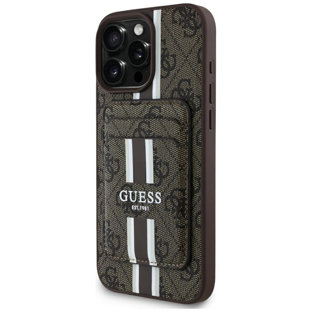 Guess - Cardslot 4G Stripes MagSafe (GUBPHCP16XP4RPSW) - iPhone 16 Pro Max - Brown