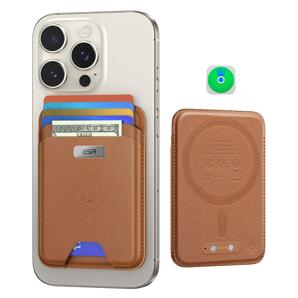 ESR - Premium Wallet Classic Geo MagSafe (2K64402) - Smart 4 Cards Storage, Made from Artificial Leather - Caramel Brown