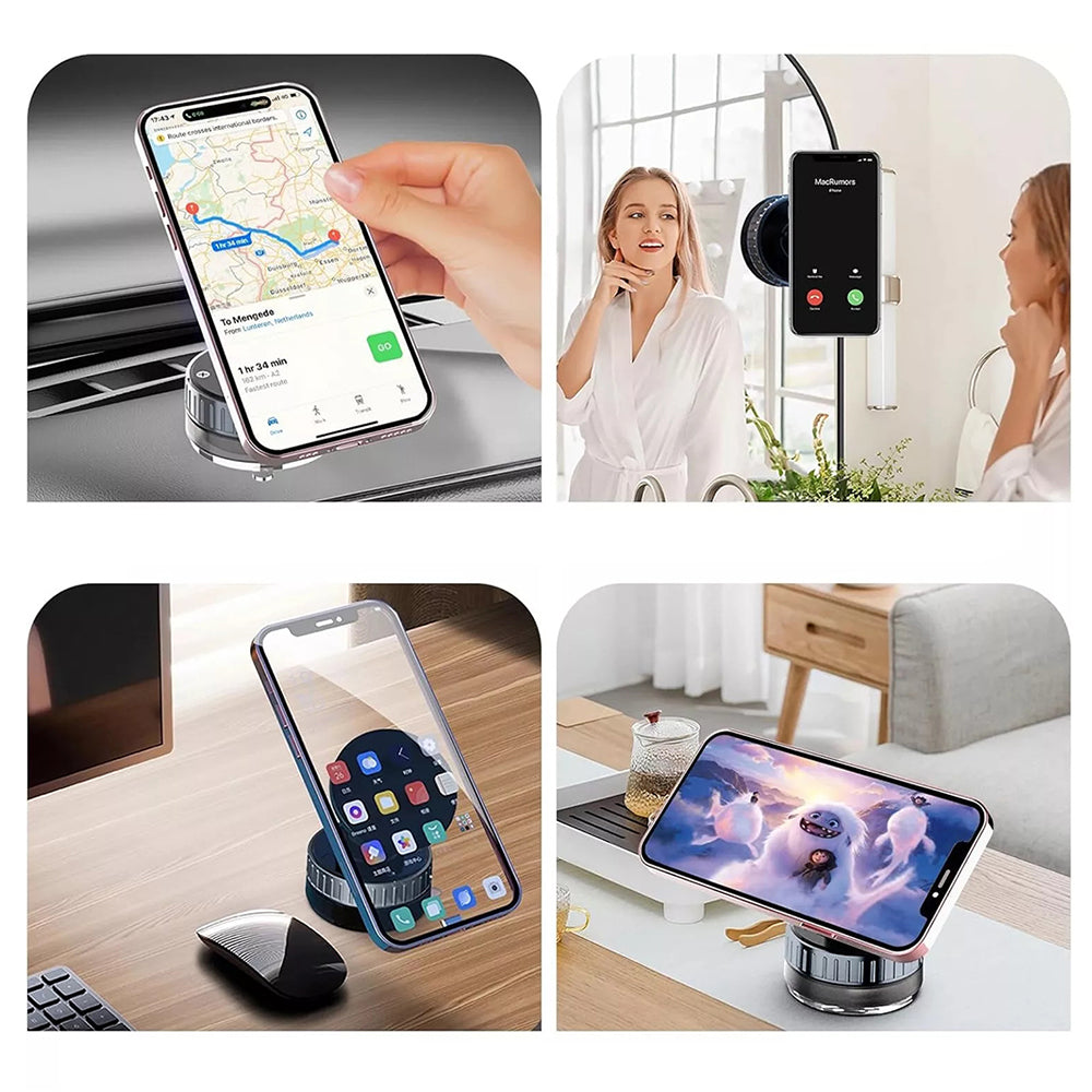 Techsuit - Premium Car Holder with Wireless Charging (HOLD253) - MagSafe N52 Magnets, Powerful Suction Cup, Dashboard - Black