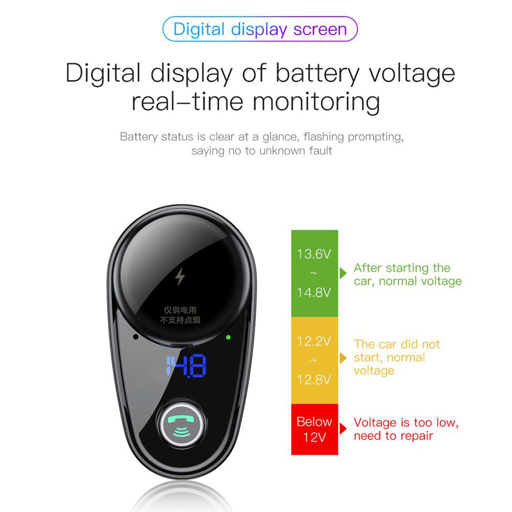Baseus - Car MP3 Player S-06 (CCHC000001) - Bluetooth FM Transmitter, USB, Cigarette Lighter Socket, Display, 12-24V - Black