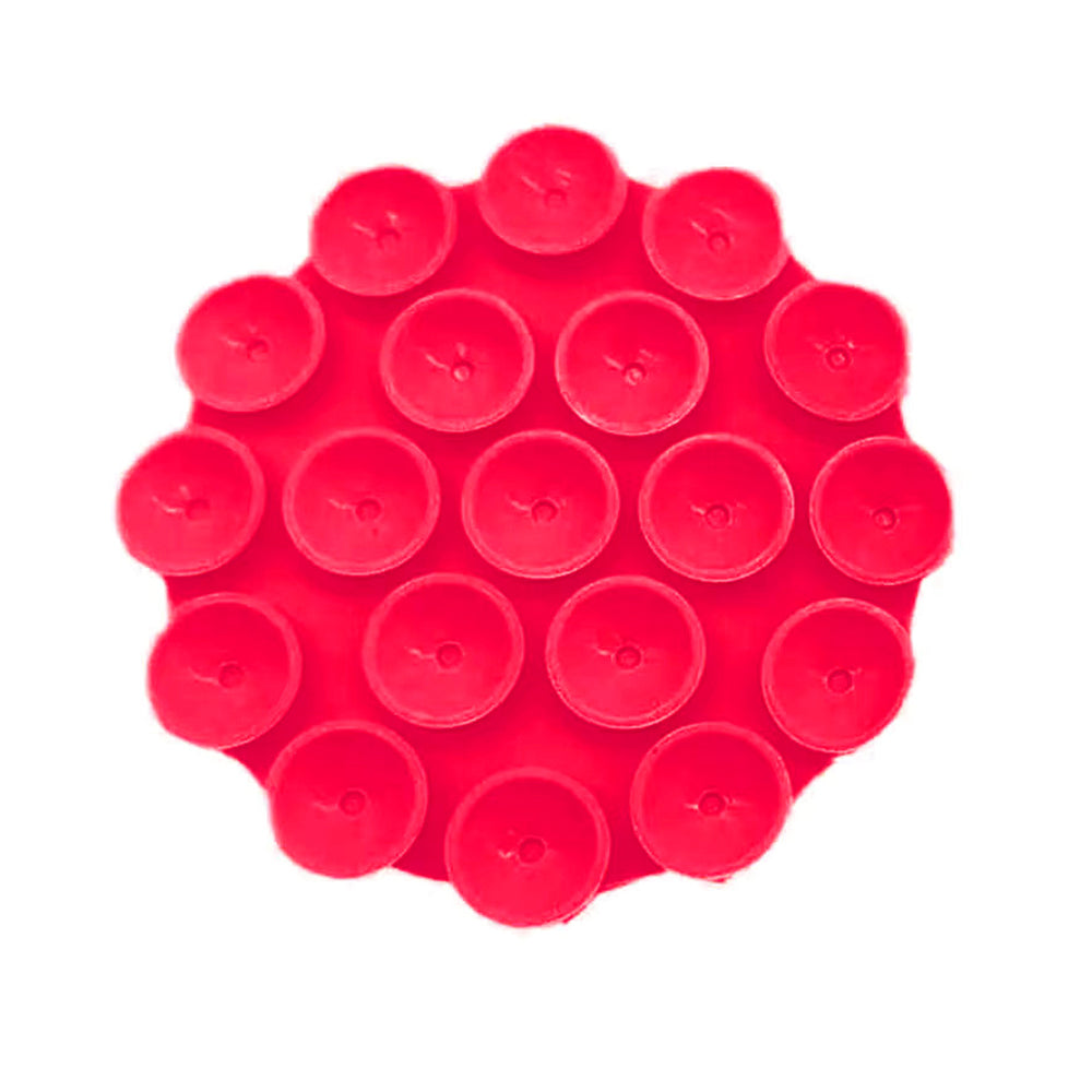 Techsuit - Phone Holder (SR-CUP) - Suction Pad for Selfies, Silicone, Adhesive Mount, Round Shape - Red