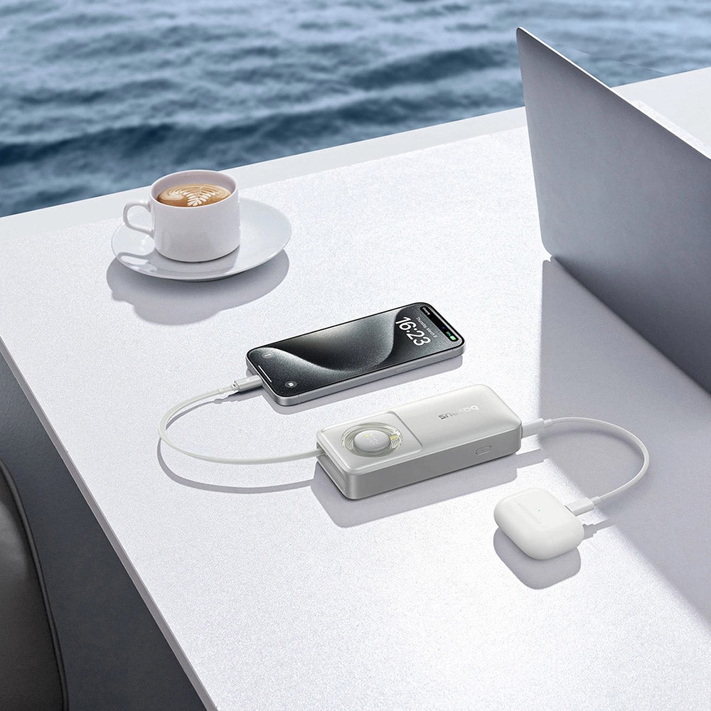 Baseus - Power Bank Free2Pull (P10073701843-00) - with Retractable USB-C Cable, Type-C, Display, 10000mAh, 30W, 0.7m - Grey