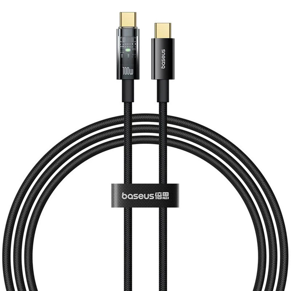 Baseus - Data Cable Explorer (P10319703111-00) - Type-C, Fast Charge, 100W, with Auto Shutdown, Naylon, 1m - Cluster Black
