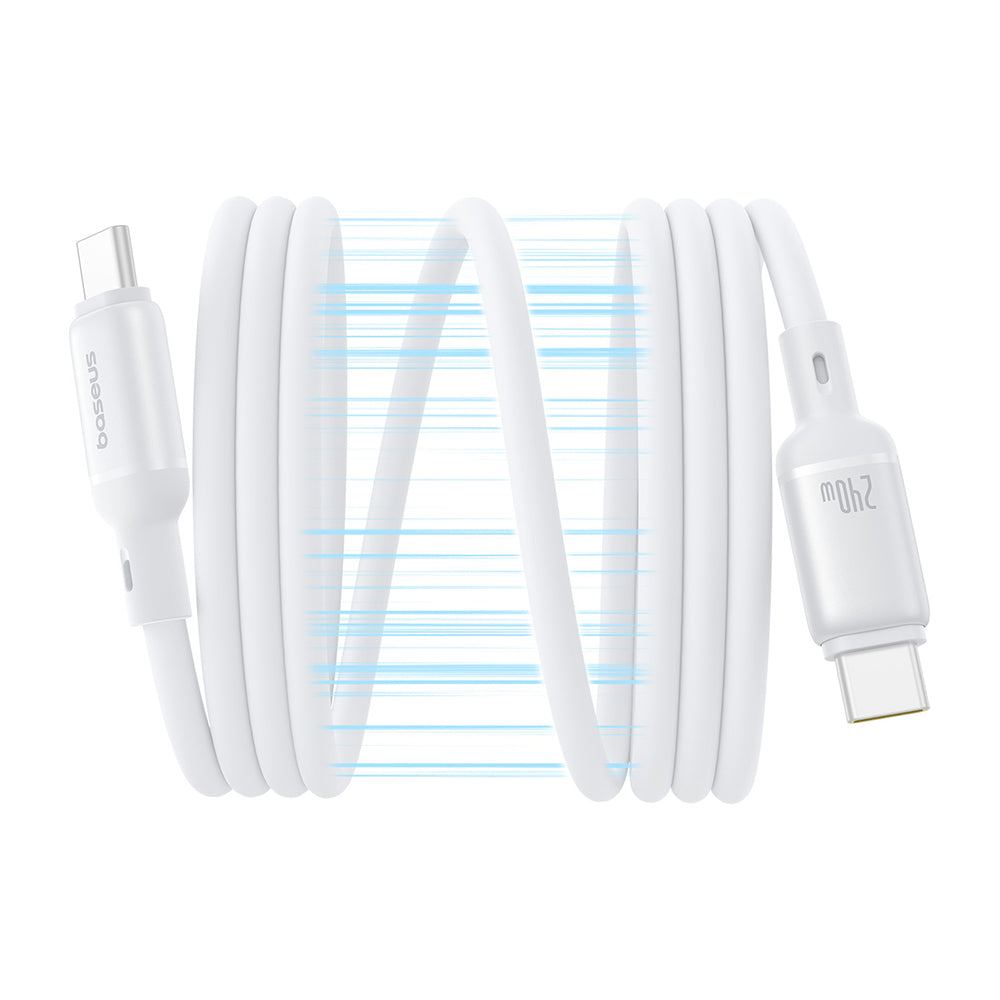 Baseus - Data Cable PicoGo (P10376800211-00) - Magnetic, Type-C to Type-C, 240W, Fast Charging, 480Mbps, Silicone, 1m - White