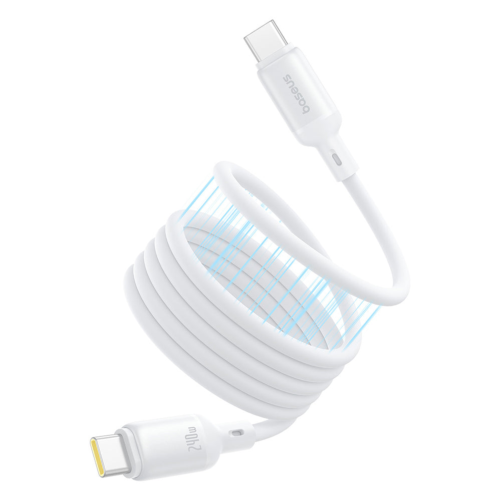 Baseus - Data Cable PicoGo (P10376800211-00) - Magnetic, Type-C to Type-C, 240W, Fast Charging, 480Mbps, Silicone, 1m - White