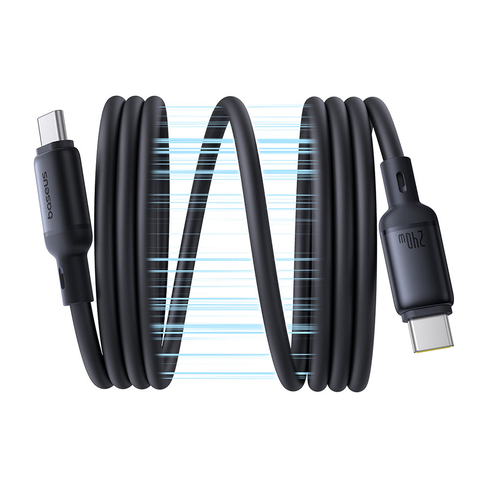 Baseus - Data Cable PicoGo (P10376800121-00) - Magnetic, Type-C to Type-C, 240W, Fast Charging, 480Mbps, Silicone, 1m - Black