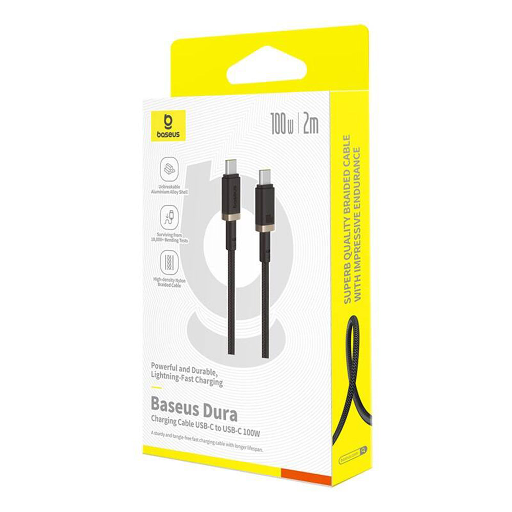 Baseus - Data Cable Dura Series (P10377803U01-02) - for MacBook, Type-C, Fast Charge, PD 100W, 480Mbps, 2m - Gold / Black