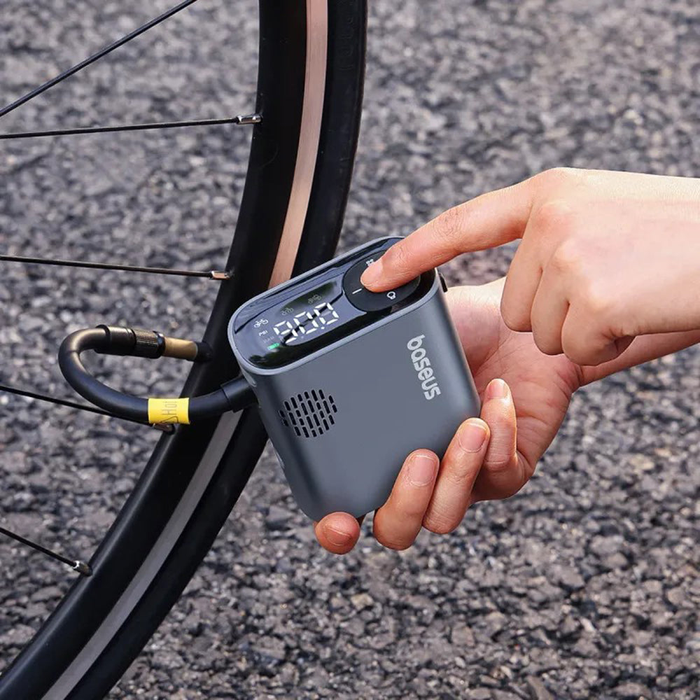 Baseus - Bike Compressor PrimeTrip Series (C11169000121-00) - Portable, Pressure Display, 1750mAh, 150psi, Ultra Fast - Black