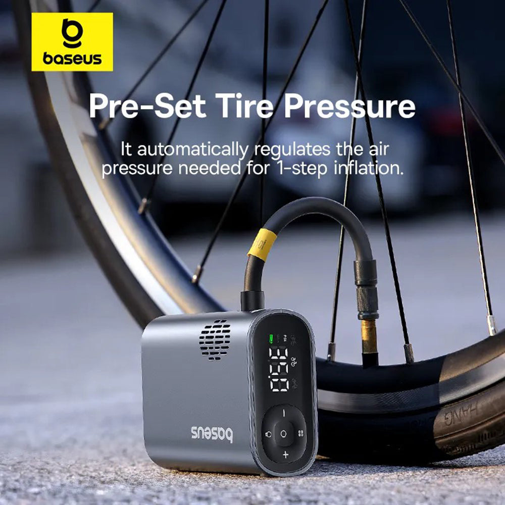 Baseus - Bike Compressor PrimeTrip Series (C11169000121-00) - Portable, Pressure Display, 1750mAh, 150psi, Ultra Fast - Black