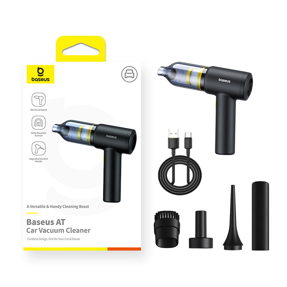 Baseus - Cordless Car Vacuum Cleaner AT (C30476600121-00) - 5000Pa, 45W, 4000mAh, LED, T-shaped, 54000RPM, <75dB - Black