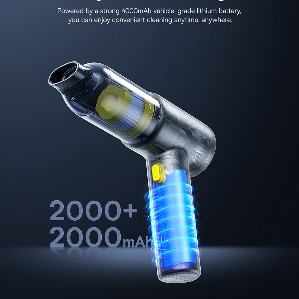 Baseus - Cordless Car Vacuum Cleaner AT (C30476600121-00) - 5000Pa, 45W, 4000mAh, LED, T-shaped, 54000RPM, <75dB - Black