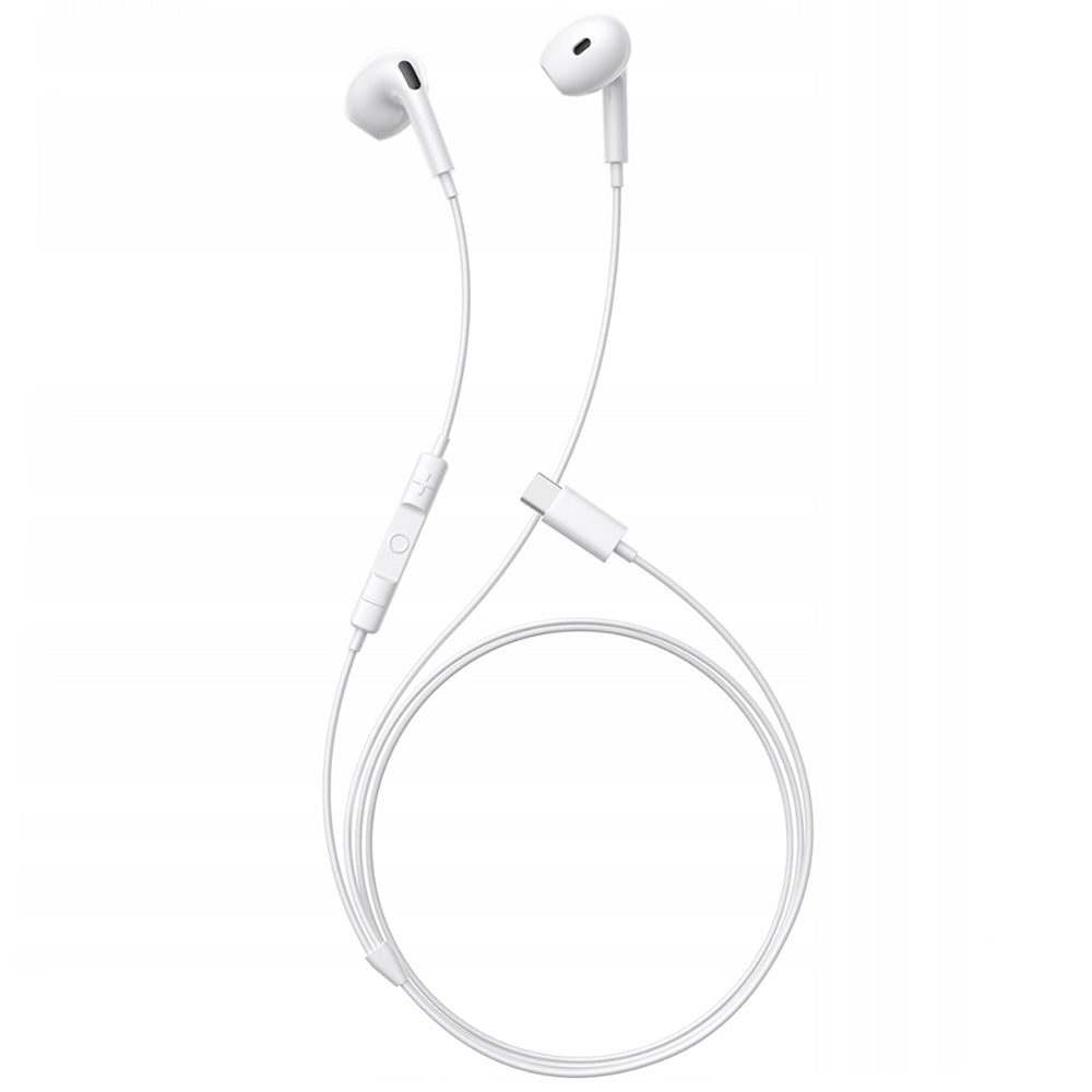 Baseus - Wired Earphones Encok CZ19 (A00182201213-00) - Type-C, 13mm Drivers, 60° Semi-in-Ear, Omni-Directional Mic - White