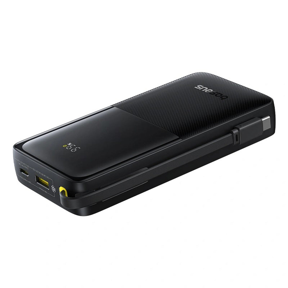 Baseus - Power Bank Bipow 2 (P10077101113-01) - with Built-in USB-C Cable, Type-C, USB, Smart Display, 20000mAh, 20W - Black