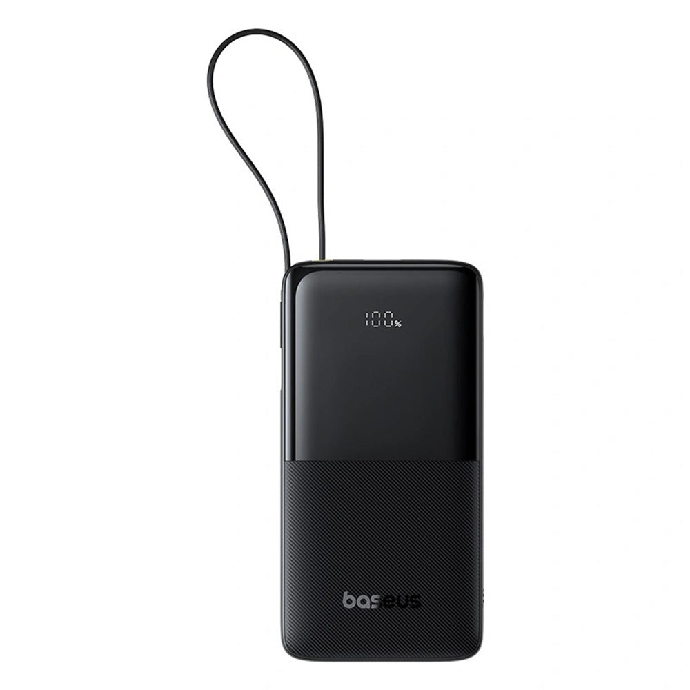 Baseus - Power Bank Bipow 2 (P10077101113-01) - with Built-in USB-C Cable, Type-C, USB, Smart Display, 20000mAh, 20W - Black