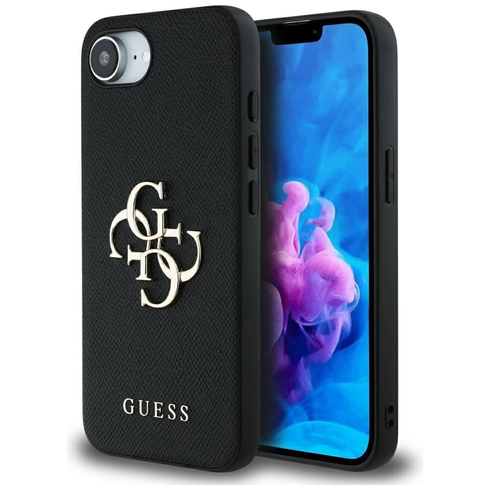 Guess - Hardcase 4G Grained Big and Classic Logo (GUHCPSE4PGT4MBK) - iPhone 16e - Black