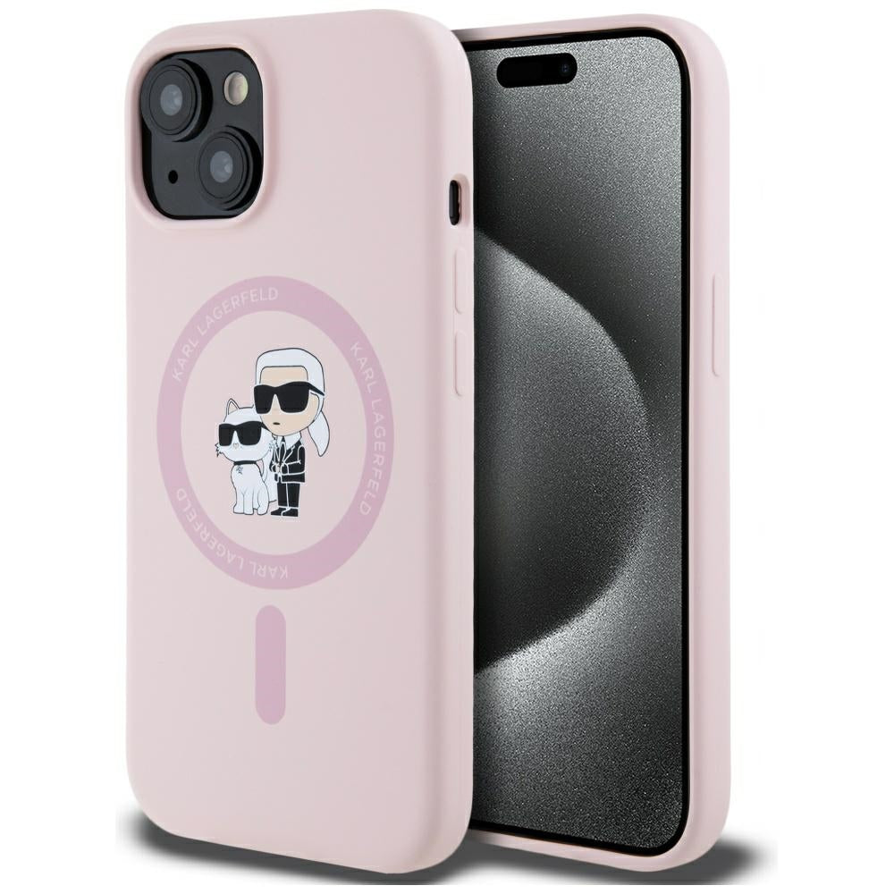 Karl Lagerfeld - Silicone MagSafe (KLHMP15SSCMKCRHP) - iPhone 15 - Pink Karl&Choupette