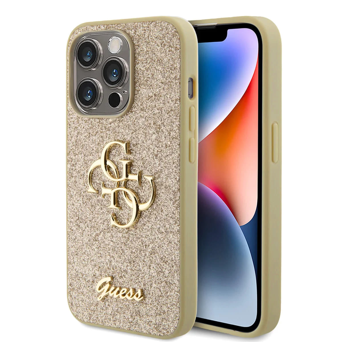 Guess - Glitter Script Big 4G (GUHCP15LHG4SGD) - iPhone 15 Pro - Gold