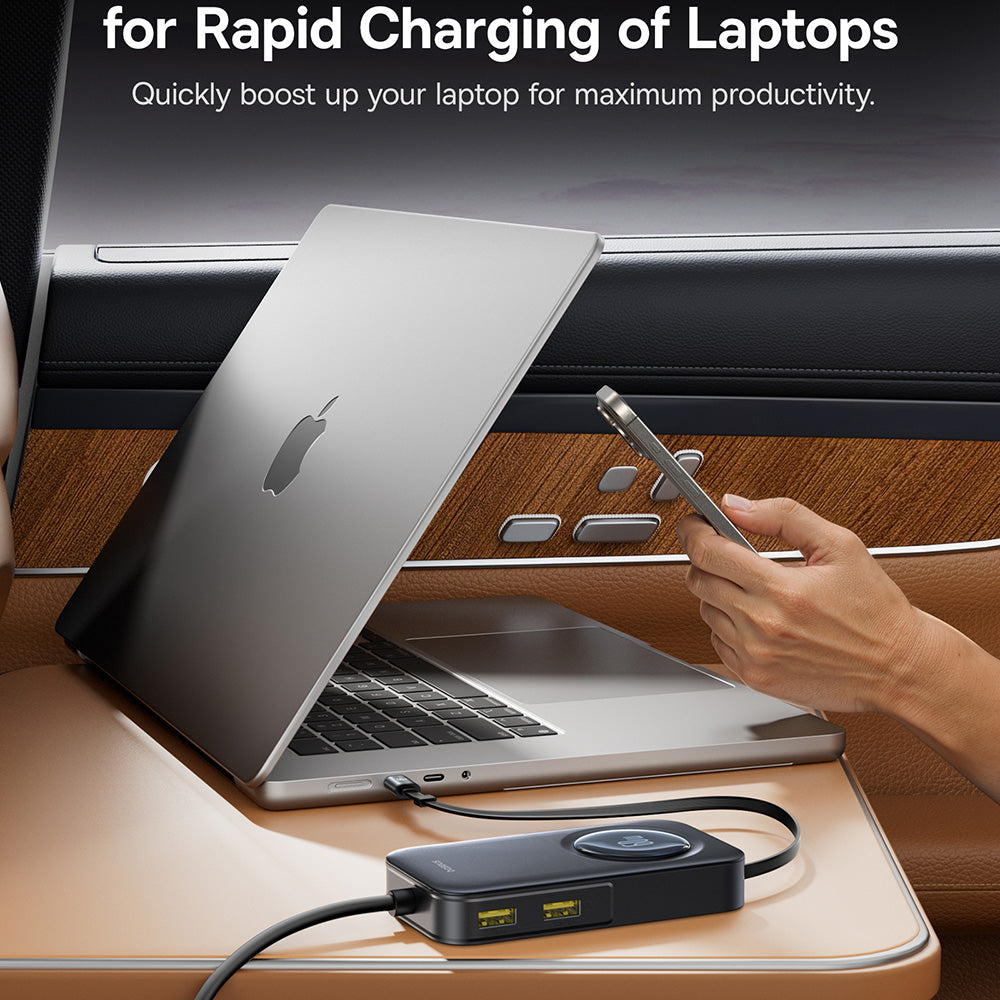 Baseus - Car Charger PrimeTrip VW1 (C00069000121-00) - 3x USB, 3x Type-C, 105W, Fast Charge, 60W Retractable Cable - Black