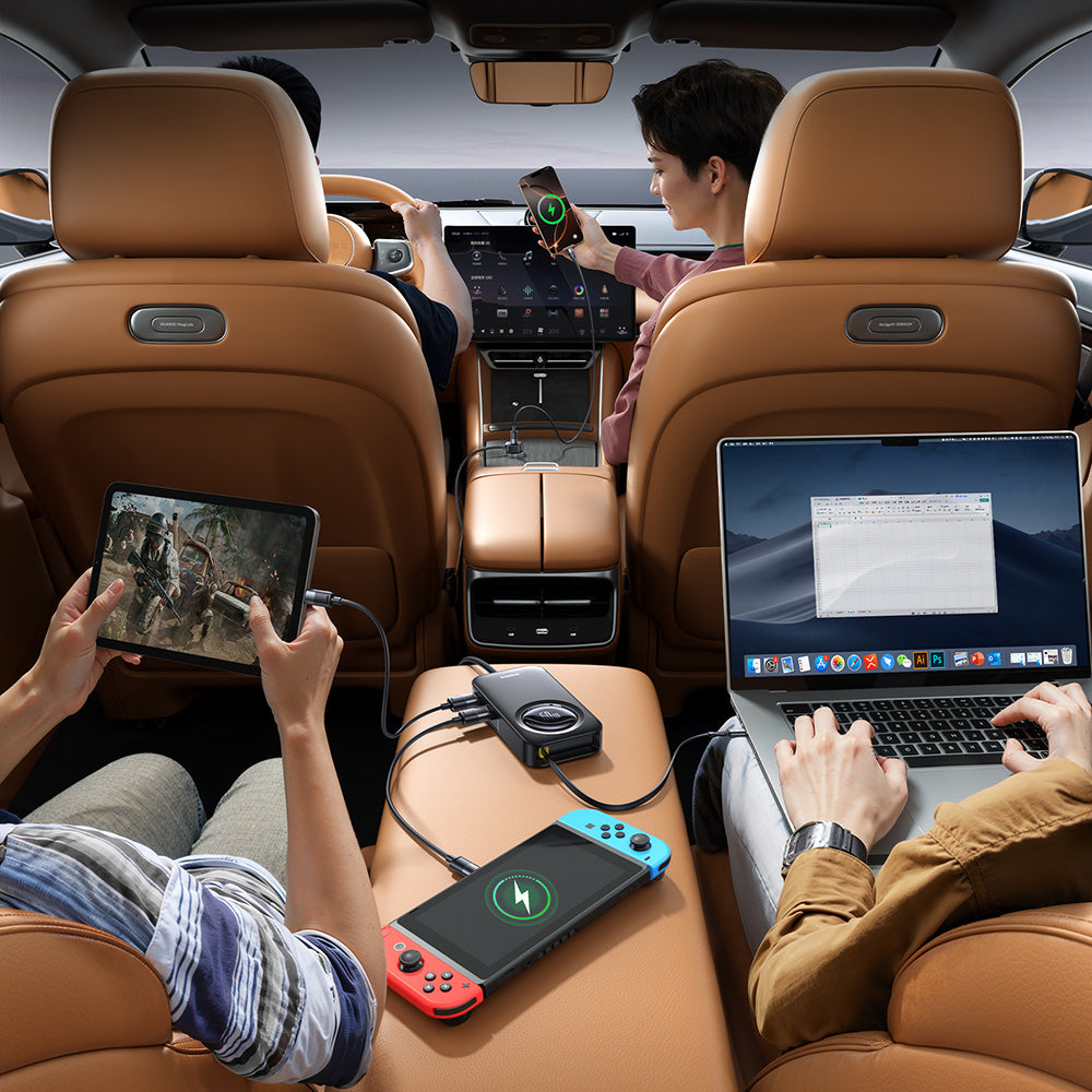 Baseus - Car Charger PrimeTrip VW1 (C00069000121-00) - 3x USB, 3x Type-C, 105W, Fast Charge, 60W Retractable Cable - Black