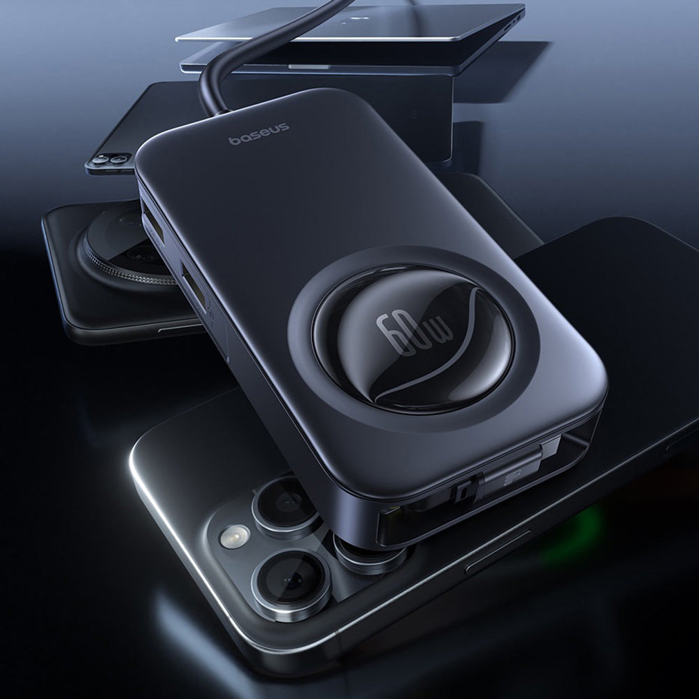 Baseus - Car Charger PrimeTrip VW1 (C00069000121-00) - 3x USB, 3x Type-C, 105W, Fast Charge, 60W Retractable Cable - Black