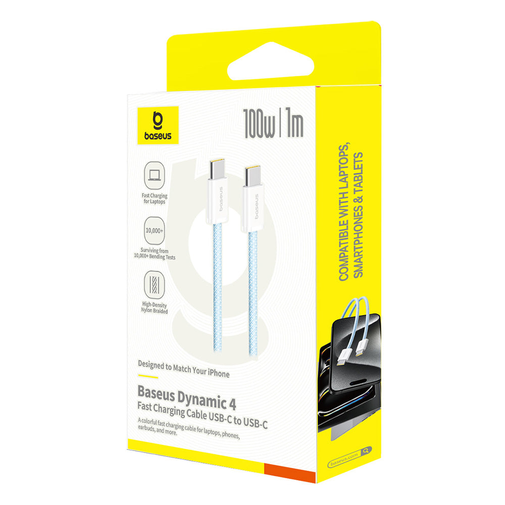Baseus - Data Cable Dynamic 4 Series (P10381400311-00) - Type-C, Fast Charge, 100W, 480Mbps, Smart Chip, 1m - Blue