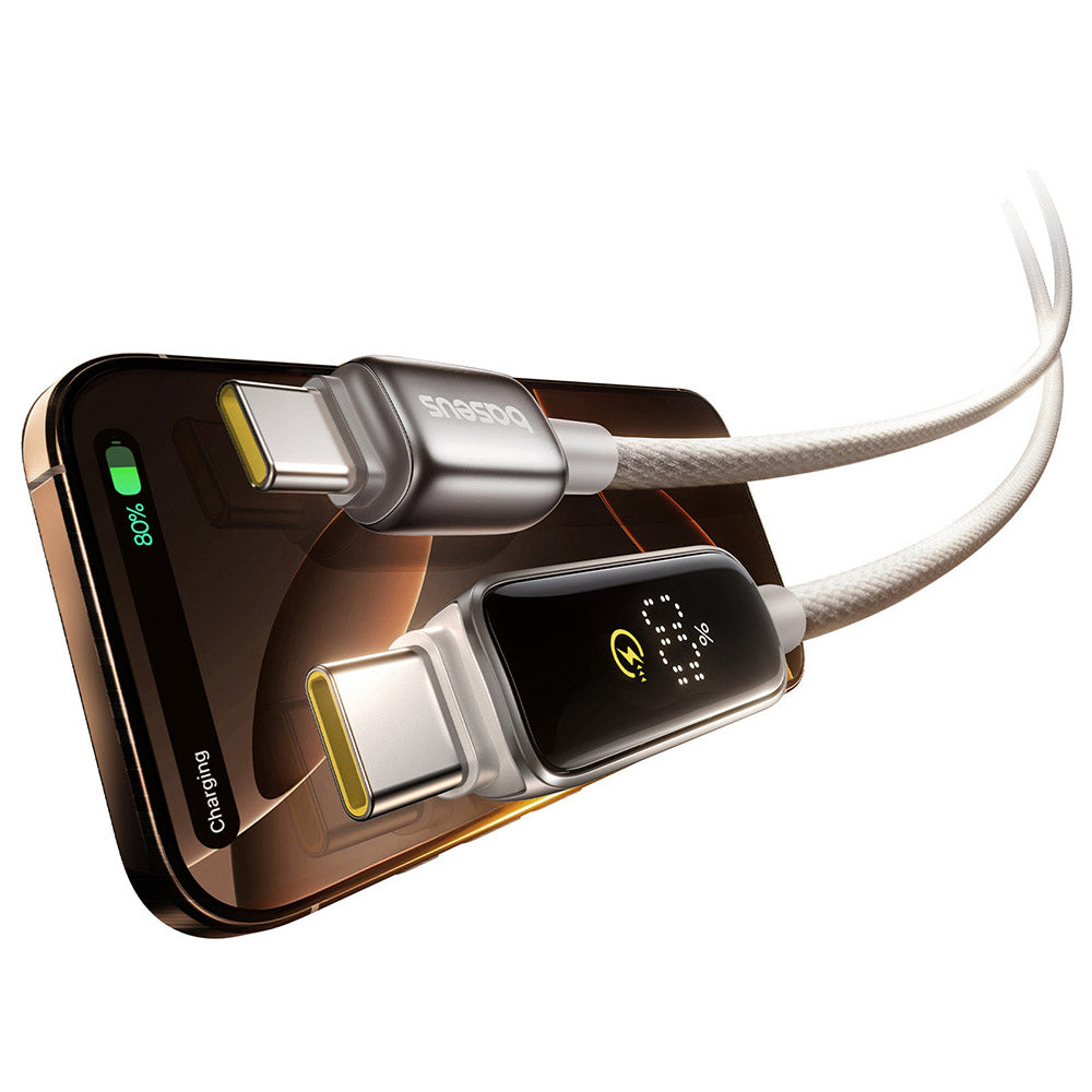 Baseus - Data Cable Vipow (P10381802851-00) - Type-C, Fast Charging, Display, Sleep Mode, 100W, 1m - Galaxy Natural Titanium