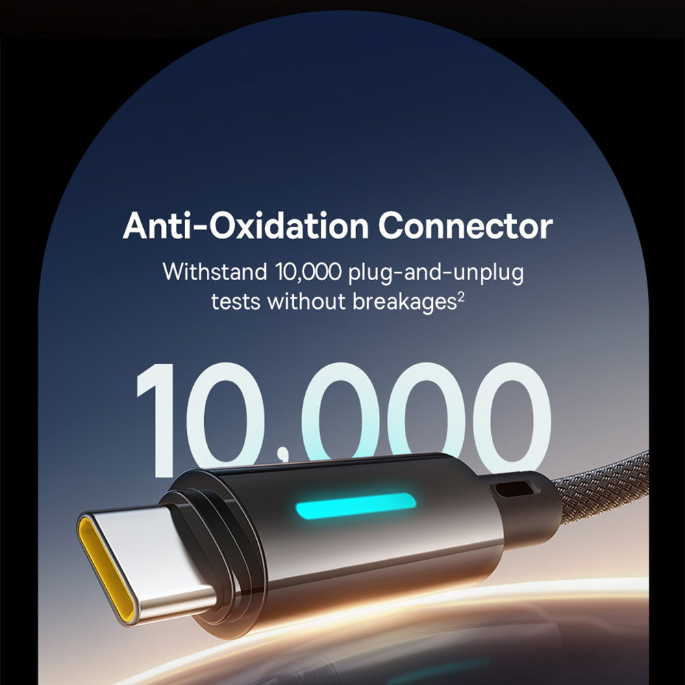 Baseus - Data Cable Lit (P10379002121-00) - USB to Type-C, 100W, Fast Charging, LED Light, Button-Control, 1m - Cosmic Black