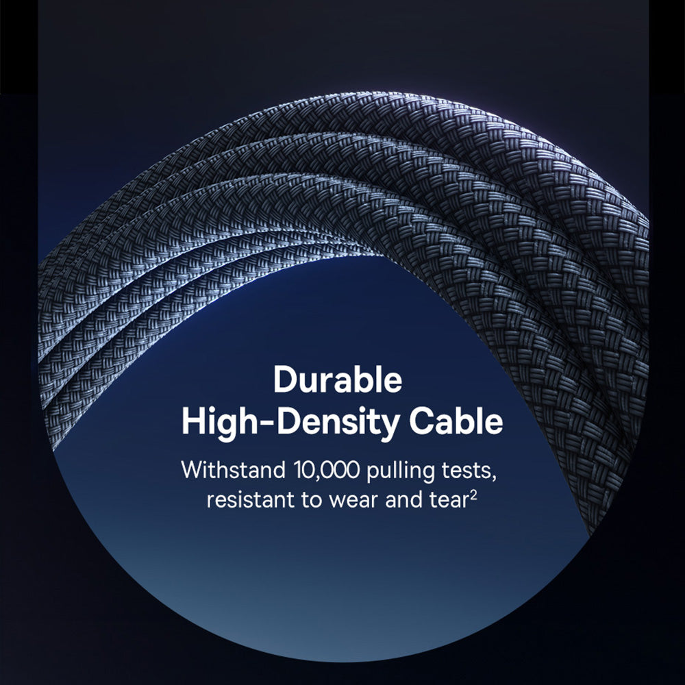 Baseus - Data Cable Lit (P10379002121-00) - USB to Type-C, 100W, Fast Charging, LED Light, Button-Control, 1m - Cosmic Black