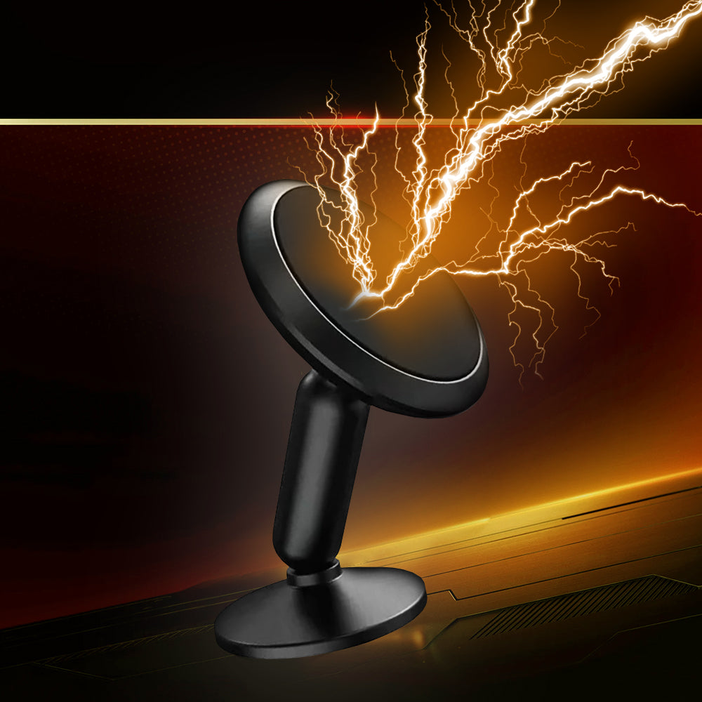 Techsuit - Premium Car Holder TinyGrip (S11) - Strong N52 Magnets, Universal Magnetic Mount, 360° Rotation, with 3M Metal Plates - Black