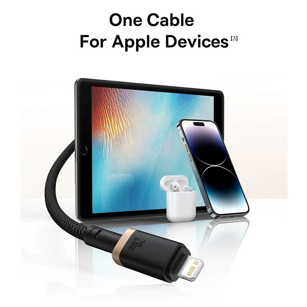 Baseus - Data Cable Dura Series (P10377800U01-02) - Type-C to Lightning, Fast Charging, PD 20W, Nylon, 2m - Gold / Black