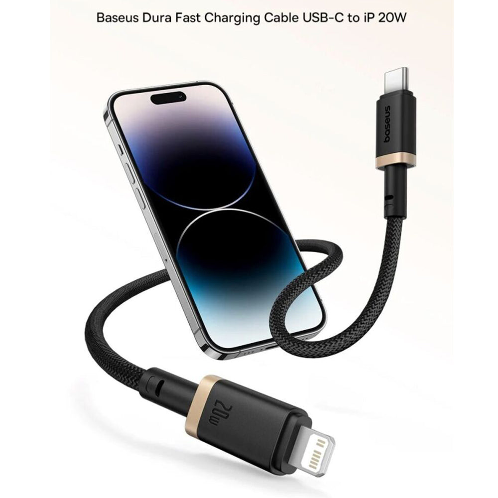 Baseus - Data Cable Dura Series (P10377800U01-02) - Type-C to Lightning, Fast Charging, PD 20W, Nylon, 2m - Gold / Black