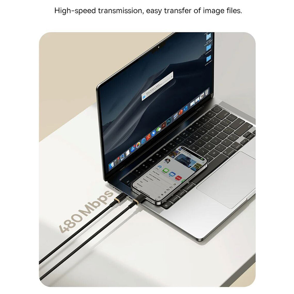 Baseus - Data Cable Dura Series (P10377800U01-02) - Type-C to Lightning, Fast Charging, PD 20W, Nylon, 2m - Gold / Black