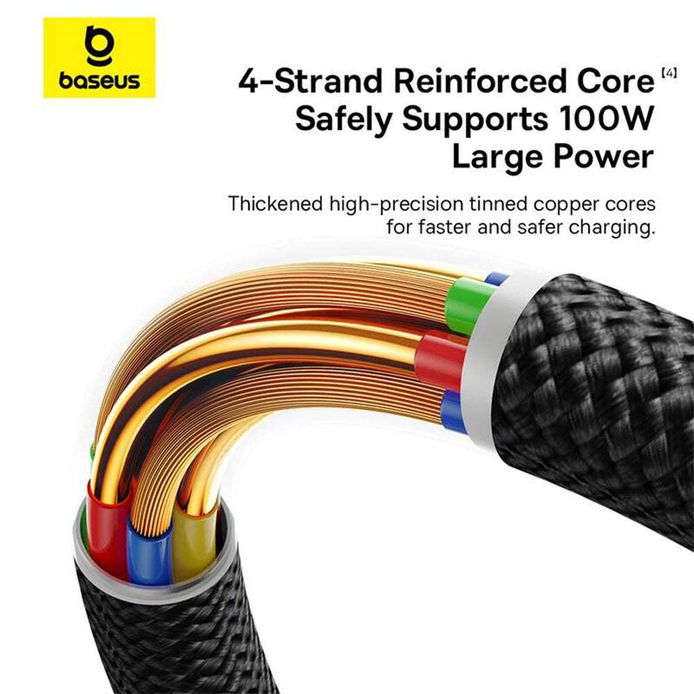 Baseus - Data Cable Dura Series (P10377803U01-03) - for MacBook, Type-C, Fast Charge, PD 100W, 480Mbps, 2m - Red / Black